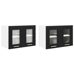 vidaXL Piekarams skapītis 2 pcs Melns ozolkoks 60 x 31 x 40 cm