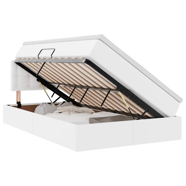 vidaXL Gulta ar uzglabā&scaron;anas vietu un LED ar LED Balts 120 x 190 cm