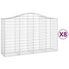 vidaXL arkveida gabiona grozi, 8 gb., 200x50x120/140cm, cinkota dzelzs