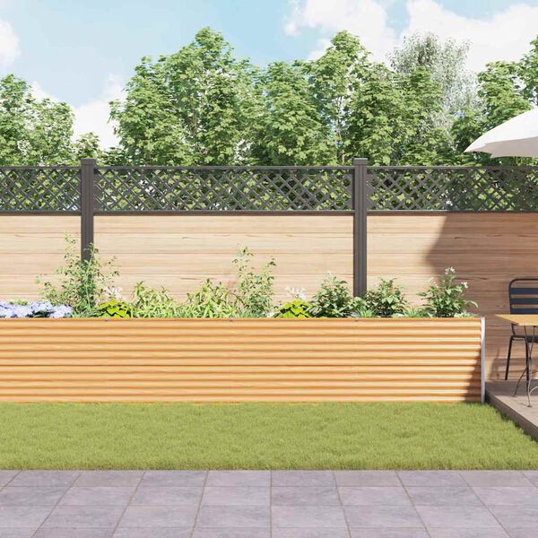 vidaXL Augstā puķu kaste Gai&scaron;i brūns 582 x 50 x 68 cm Cinkots tērauds