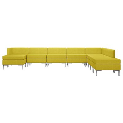 vidaXL 9-daļīgs dīvāna komplekts, dzeltens audums