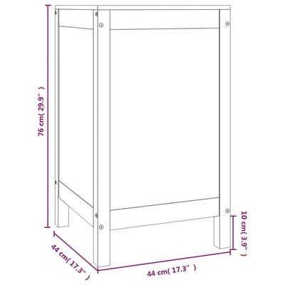 vidaXL veļas kaste, 44x44x76 cm, priedes masīvkoks
