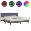 vidaXL Gultas rāmis ar LED sloksnēm Pelēka 200 x200 cm Mākslīgā āda