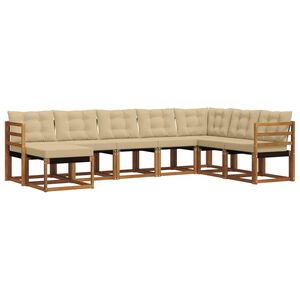 vidaXL Āra dīvānu komplekts ar spilvenu 8 pcs Dabisks un bē&scaron;s