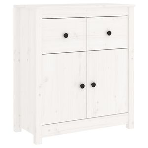 vidaXL kumode, balta, 70x35x80 cm, priedes masīvkoks