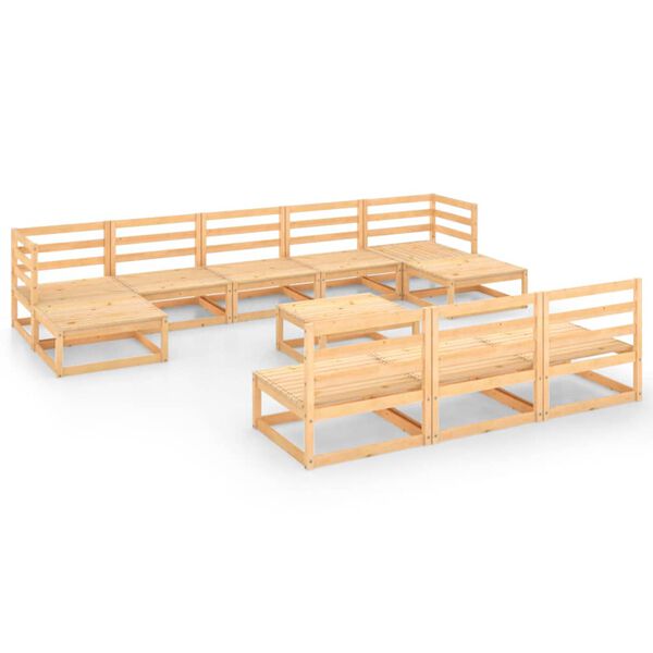 vidaXL 11-daļīgs dārza atpūtas mēbeļu komplekts, priedes masīvkoks