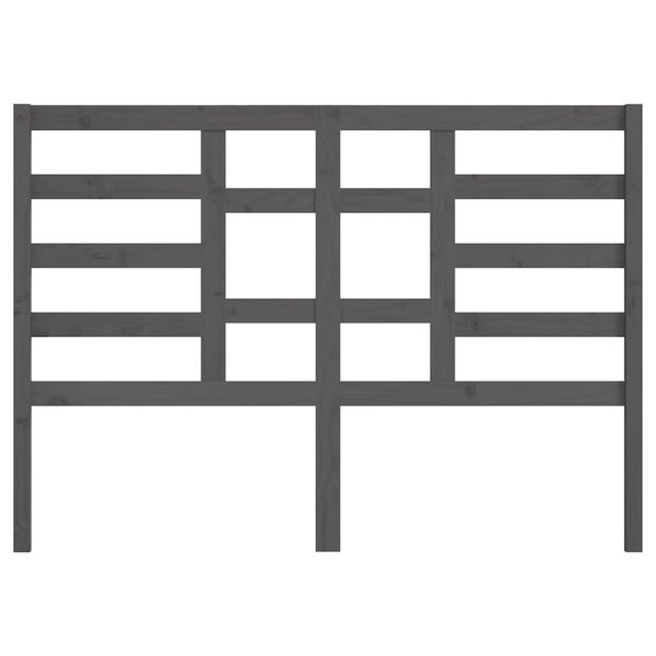 vidaXL gultas galvgalis, pelēks, 166x4x104 cm, priedes masīvkoks