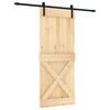 vidaXL Slīdo&scaron;ās durvis Dabiska un melna 85 x 210 cm Cieta priedes koks