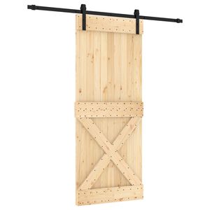 vidaXL Slīdo&scaron;ās durvis Dabiska un melna 85 x 210 cm Cieta priedes koks