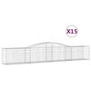 vidaXL arkveida gabiona grozi, 15 gb., 400x50x60/80cm, cinkota dzelzs