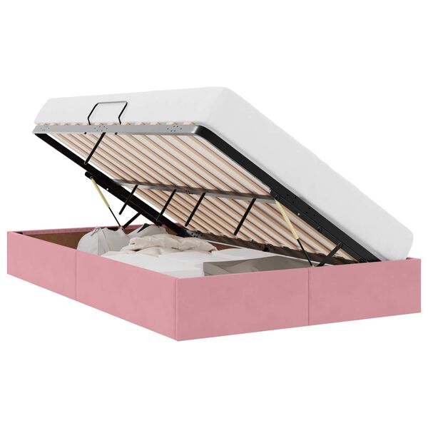 vidaXL Glabā&scaron;anas gulta ar matraci Rozā 120 x 200 cm Samts