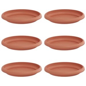 vidaXL Apaļa Ziedu Palete 6 pcs Ķieģeļu sarkans &Oslash; 14 x 2 cm Plastmasa