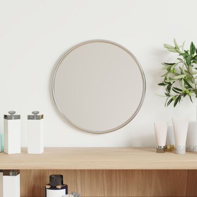 vidaXL sienas spogulis, sudraba krāsā, Ø 20 cm, apaļš