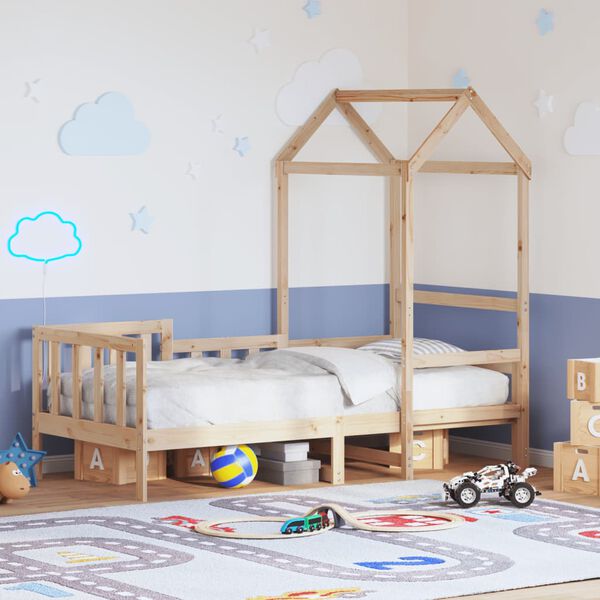 vidaXL Dienas gulta ar jumtu bez matrača 80x200 cm masīvkoks