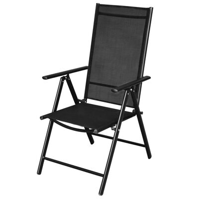 vidaXL saliekami dārza krēsli, 9 gab., alumīnijs, melni