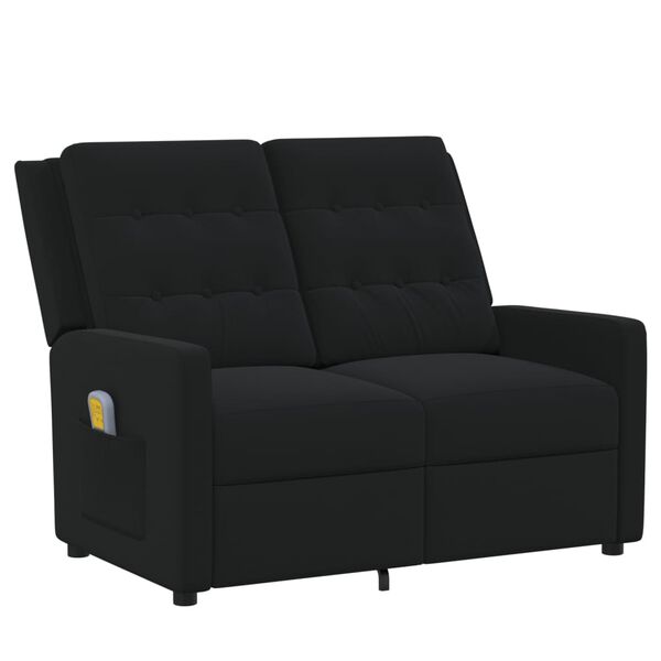 vidaXL divvietīgs masāžas krēsls, atgāžams, melns audums