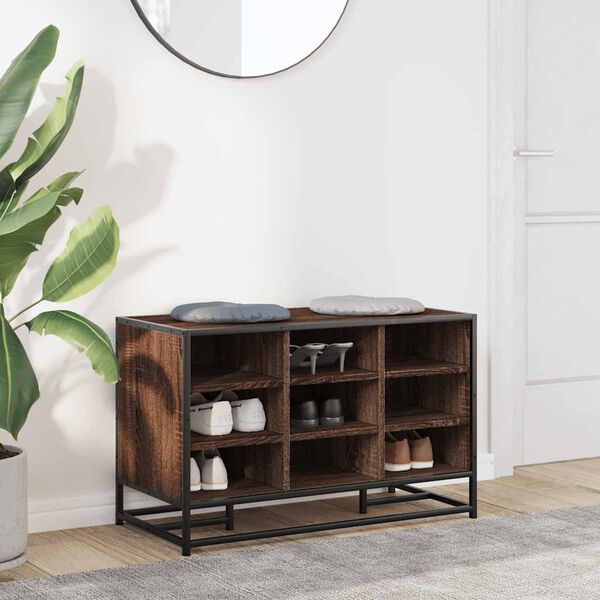 vidaXL apavu plaukts, brūns, 84x40x53,5 cm, inženierijas koks&metāls