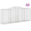 vidaXL arkveida gabiona grozi, 3 gb., 300x50x120/140cm, cinkota dzelzs
