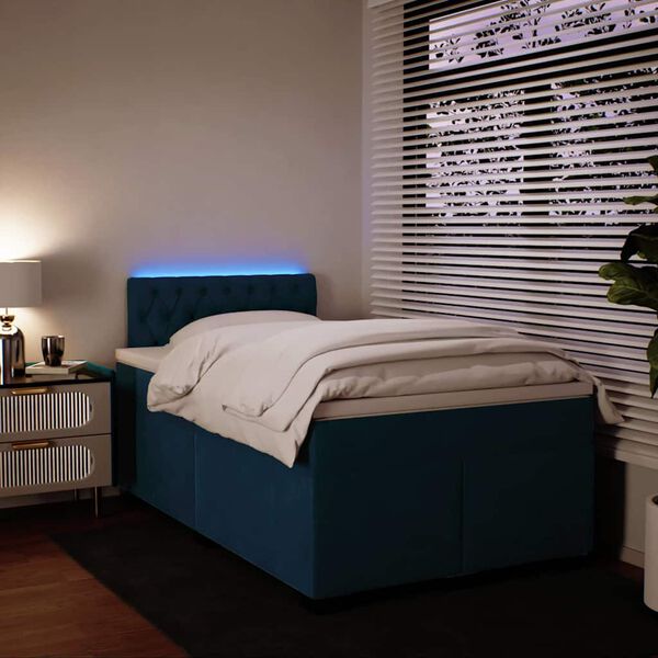 vidaXL atsperu gulta ar matraci, zils samts, 120x200 cm