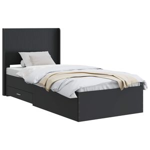 vidaXL Gultas rāmja ar uzglabā&scaron;anu un atzveltni Melns 75 x 190 cm