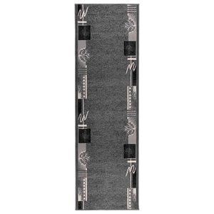 vidaXL Skrējēju paklājs FLORNES Austs Pelēka Lapas 67 x 150 cm PP 7 mm