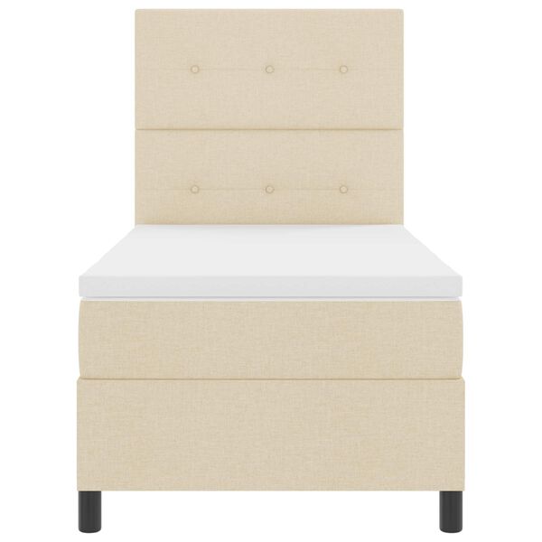 vidaXL Kastītes atsperu gulta ar matraci Krēmkrāsa 90 x 190 cm audums