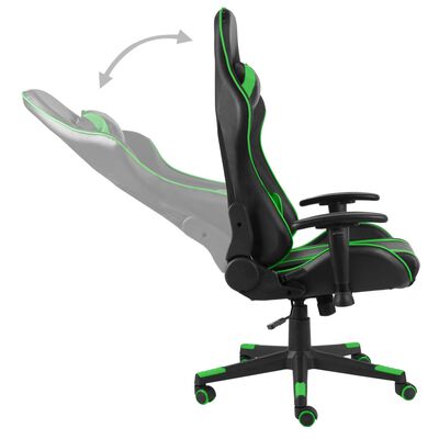 vidaXL datorspēļu krēsls, grozāms, zaļš, PVC