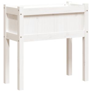 vidaXL dārza puķu kaste ar kājām, balts, 70x31x70cm, priedes masīvkoks
