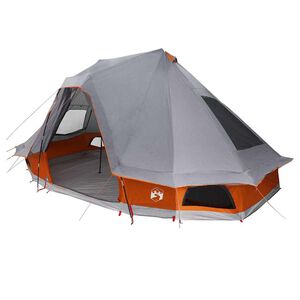vidaXL Tipi telts 6 personai Pelēka un oranža tafta