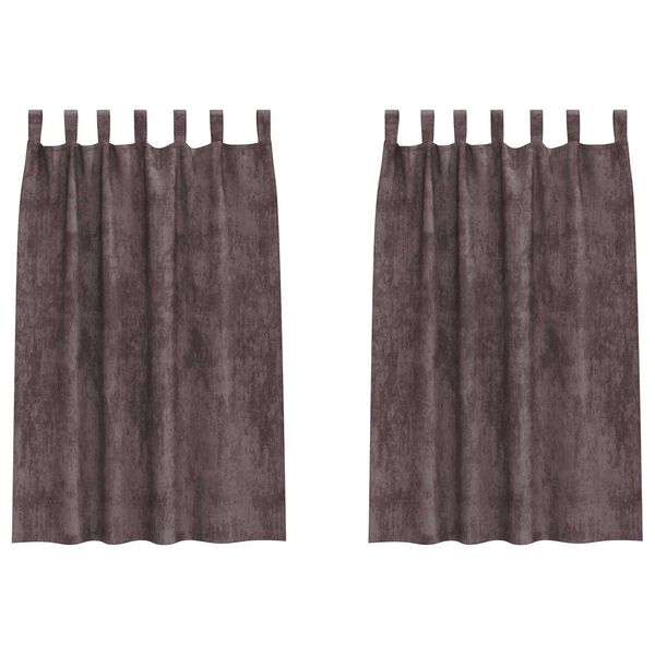 vidaXL Samta aizkari ar aizkariem 2 pcs Brūna 175 x 140 cm Samts
