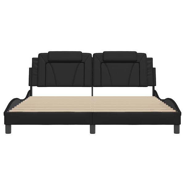 vidaXL gultas rāmis, Viana, bez matrača, melns, 180x200 cm, mākslīgā āda