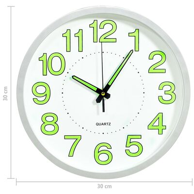 vidaXL sienas pulkstenis, izgaismots, balts, 30 cm