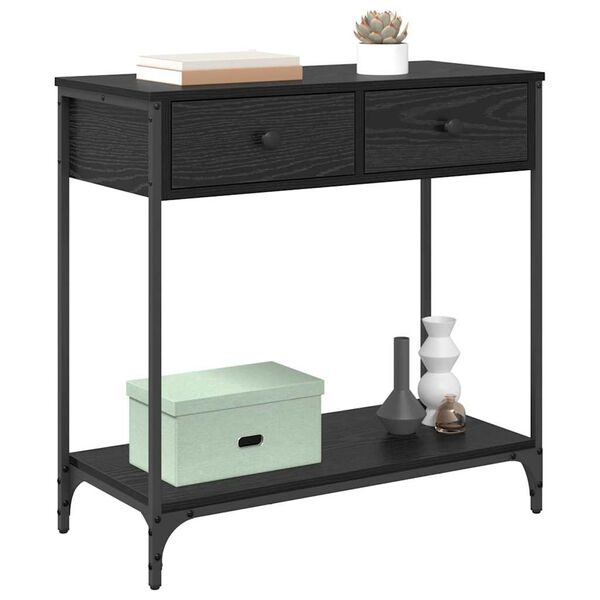 vidaXL Konsoles galds ar atvilktni Melns ozolkoks 75 x 34,5 x 75 cm