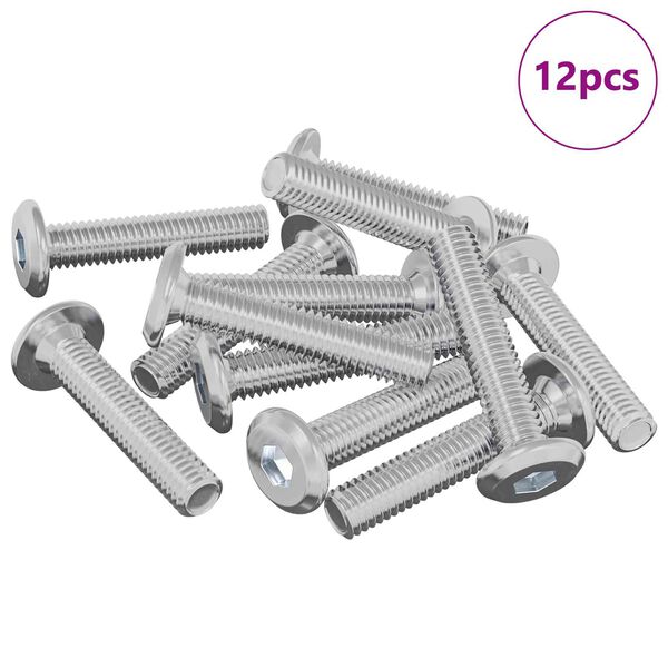 vidaXL Slēdzene skrūve Vienkrāsains 12 pcs Sudraba M6 x 30 mm Tērauds