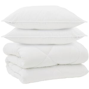 vidaXL Ziemas gultas sega ar spilvenu 3 pcs Balts Mikro&scaron;ķiedra