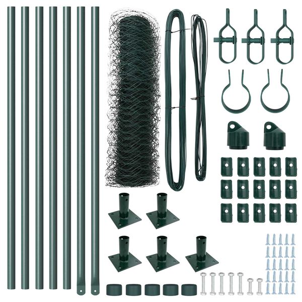 vidaXL Žoga āķis Zaļa 10 x 0,5 m (50 mm siets) Tērauds un PVC