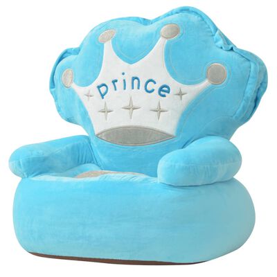 vidaXL bērnu atpūtas krēsls, prinča tēma, zils plīšs