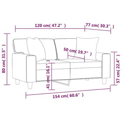 vidaXL divvietīgs dīvāns ar spilveniem, melni, 120 cm, mākslīgā āda