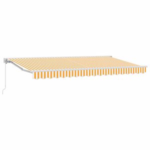 vidaXL Rokas markīze 3,5 x 2 m Dzeltenas un baltas svītras
