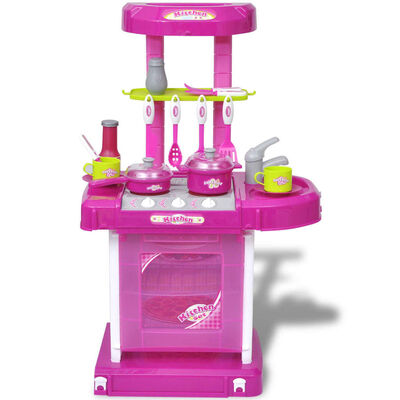 Bērnu rotaļu virtuve ar skaņas un gaismas efektiem, rozā