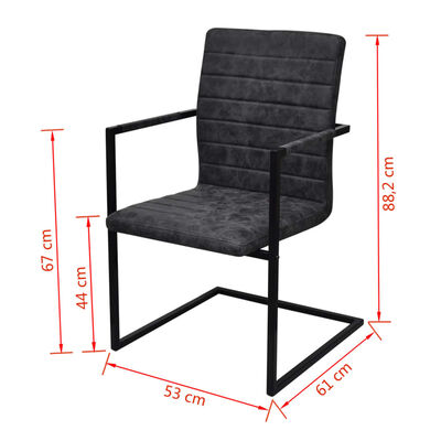 vidaXL konsoles virtuves krēsli, 6 gab., melna mākslīgā āda
