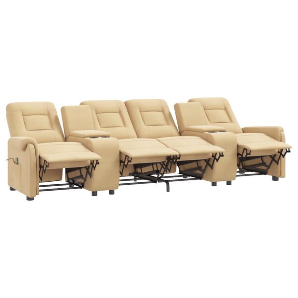 vidaXL četrvietīgs masāžas krēsls ar glāžu turētāju, krēmkrāsas