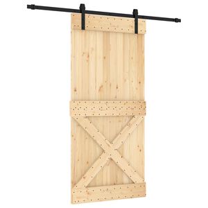 vidaXL Slīdo&scaron;ās durvis Dabiska un melna 95 x 210 cm Cieta priedes koks