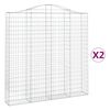 vidaXL arkveida gabiona grozi, 2 gb., 200x30x200/220cm, cinkota dzelzs