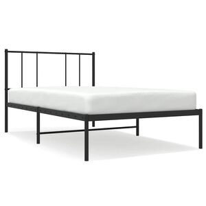 vidaXL gultas rāmis ar galvgali, melns metāls, 90x190 cm