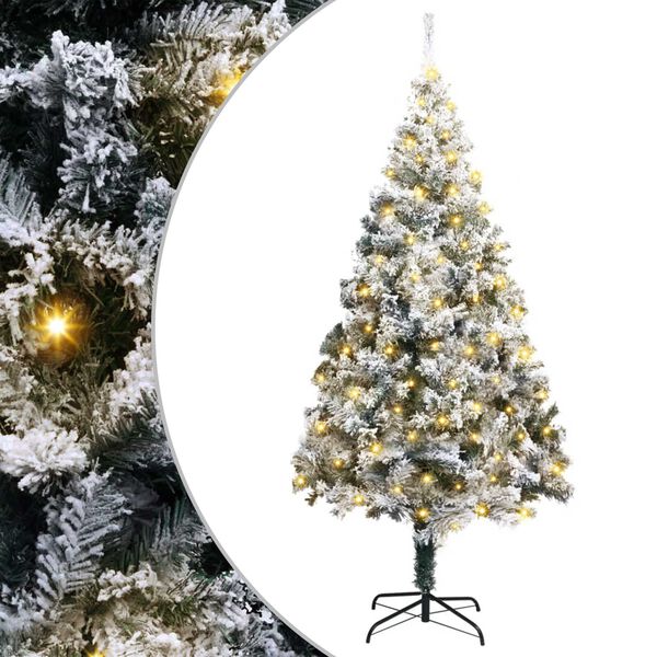 vidaXL Mākslīgā Ziemassvētku eglīte su 300 LED ar statīvu Balts 180 cm