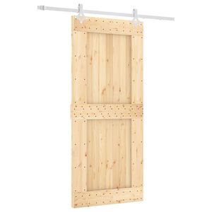 vidaXL Slīdo&scaron;ās durvis Dabisks un balts 90 x 210 cm Cieta priedes koks
