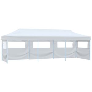 vidaXL saliekama nojume ar 5 sānu sienām, 3x9 m, balta