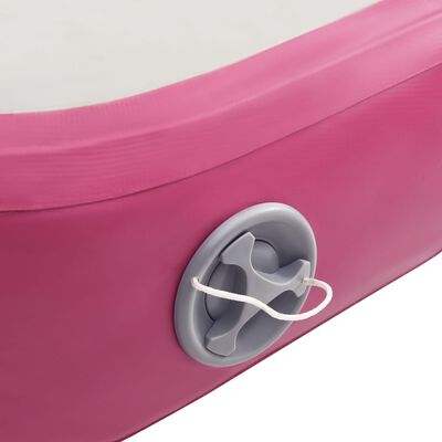 vidaXL piepūšams vingrošanas paklājs ar pumpi, 600x100x20 cm, rozā PVC