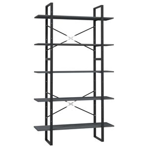 vidaXL 5-līmeņu grāmatu plaukts, 100x30x175 cm, priedes koks, pelēks